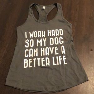 Boutique “I Work Harder so....”racerback tank, S&M